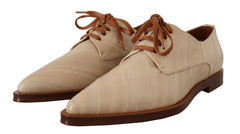 Dolce & Gabbana Elegant Beige Eel Leather Formal Flats - Retail Flare
