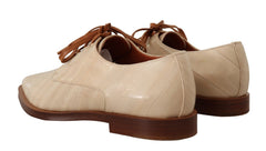 Dolce & Gabbana Elegant Beige Eel Leather Formal Flats - Retail Flare