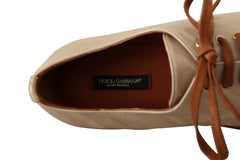 Dolce & Gabbana Elegant Beige Eel Leather Formal Flats - Retail Flare