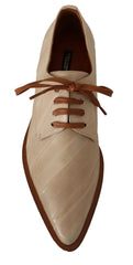 Dolce & Gabbana Elegant Beige Eel Leather Formal Flats - Retail Flare
