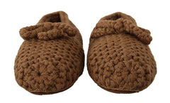 Dolce & Gabbana Elegant Wool Knit Ballerina Flats in Brown - Retail Flare