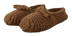 Dolce & Gabbana Elegant Wool Knit Ballerina Flats in Brown - Retail Flare