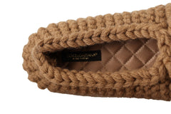 Dolce & Gabbana Elegant Wool Knit Ballerina Flats in Brown - Retail Flare