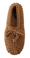 Dolce & Gabbana Elegant Wool Knit Ballerina Flats in Brown - Retail Flare