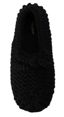 Dolce & Gabbana Elegant Black Wool Knit Ballet Flats - Retail Flare