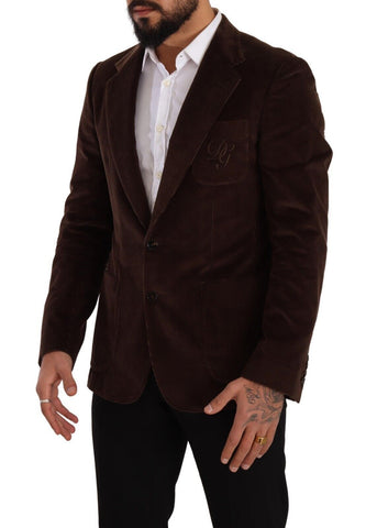 Dolce & Gabbana Elegant Brown Corduroy Slim Fit Blazer Dolce & Gabbana Retail Flare