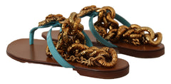Dolce & Gabbana Chic Gladiator Flats with Heart Devotion Detail - Retail Flare