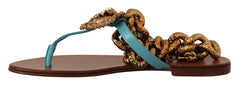 Dolce & Gabbana Chic Gladiator Flats with Heart Devotion Detail - Retail Flare