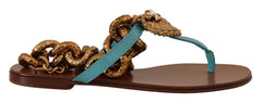 Dolce & Gabbana Chic Gladiator Flats with Heart Devotion Detail - Retail Flare