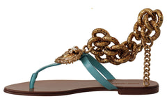 Dolce & Gabbana Chic Gladiator Flats with Heart Devotion Detail - Retail Flare