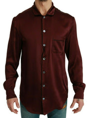 Dolce & Gabbana Bordeaux Silk Pajama-Inspired Shirt - Retail Flare