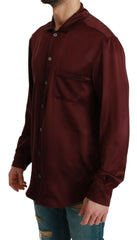 Dolce & Gabbana Bordeaux Silk Pajama-Inspired Shirt - Retail Flare