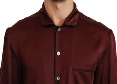 Dolce & Gabbana Bordeaux Silk Pajama-Inspired Shirt - Retail Flare