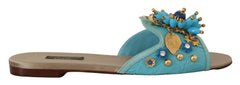 Dolce & Gabbana Exquisite Crystal-Embellished Exotic Leather Sandals - Retail Flare
