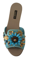 Dolce & Gabbana Exquisite Crystal-Embellished Exotic Leather Sandals - Retail Flare