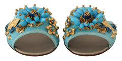 Dolce & Gabbana Exquisite Crystal-Embellished Exotic Leather Sandals - Retail Flare