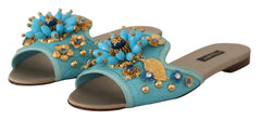 Dolce & Gabbana Exquisite Crystal-Embellished Exotic Leather Sandals - Retail Flare