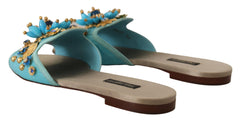 Dolce & Gabbana Exquisite Crystal-Embellished Exotic Leather Sandals - Retail Flare