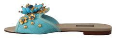 Dolce & Gabbana Exquisite Crystal-Embellished Exotic Leather Sandals - Retail Flare