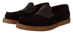 Dolce & Gabbana Elegant Suede Crocodile Loafers in Brown - Retail Flare