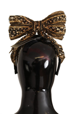 Dolce & Gabbana Elegant Gold Embellished Silk Diadem - Retail Flare