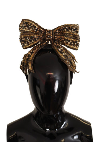 Dolce & Gabbana Elegant Gold Embellished Silk Diadem - Retail Flare