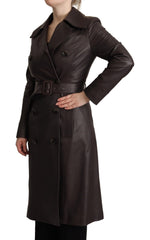 Dolce & Gabbana Elegant Double-Breasted Lambskin Leather Coat - Retail Flare