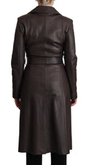 Dolce & Gabbana Elegant Double-Breasted Lambskin Leather Coat - Retail Flare