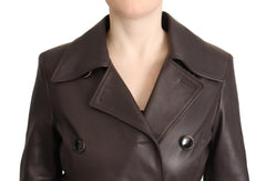 Dolce & Gabbana Elegant Double-Breasted Lambskin Leather Coat - Retail Flare