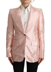 Dolce & Gabbana Elegant Pink Silk Blazer Jacket - Retail Flare
