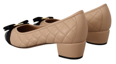 Salvatore Ferragamo Elegant Quilted Leather Pumps in Beige and Black - Retail Flare