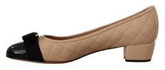 Salvatore Ferragamo Elegant Quilted Leather Pumps in Beige and Black - Retail Flare