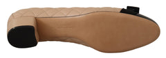 Salvatore Ferragamo Elegant Quilted Leather Pumps in Beige and Black - Retail Flare