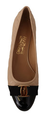 Salvatore Ferragamo Elegant Quilted Leather Pumps in Beige and Black - Retail Flare