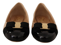 Salvatore Ferragamo Elegant Quilted Leather Flats - Chic Dual-Tone Design - Retail Flare