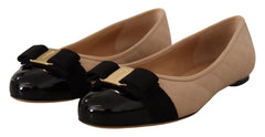 Salvatore Ferragamo Elegant Quilted Leather Flats - Chic Dual-Tone Design - Retail Flare