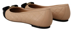 Salvatore Ferragamo Elegant Quilted Leather Flats - Chic Dual-Tone Design - Retail Flare
