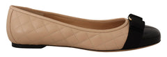 Salvatore Ferragamo Elegant Quilted Leather Flats - Chic Dual-Tone Design - Retail Flare