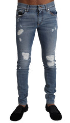Dolce & Gabbana Elegant Light Blue Skinny Denim Pants - Retail Flare