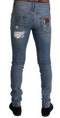 Dolce & Gabbana Elegant Light Blue Skinny Denim Pants - Retail Flare