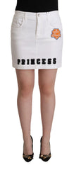 Dolce & Gabbana Chic Embellished White Denim Mini Skirt - Retail Flare