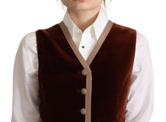 Dolce & Gabbana Elegant Bordeaux Velvet Sleeveless Top - Retail Flare