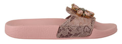 Dolce & Gabbana Floral Lace Crystal Embellished Slide Flats - Retail Flare