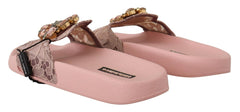 Dolce & Gabbana Floral Lace Crystal Embellished Slide Flats - Retail Flare