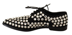 Dolce & Gabbana Elegant Crystal-Embellished Lace-Up Flats - Retail Flare