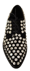 Dolce & Gabbana Elegant Crystal-Embellished Lace-Up Flats - Retail Flare