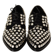 Dolce & Gabbana Elegant Crystal-Embellished Lace-Up Flats - Retail Flare