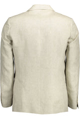 Gant Beige Linen Classic Jacket with Logo Detailing - Retail Flare