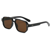 Retro Double Beam Sunnies Leopard Print Eyewear PC Unisex Polarized Sunglasses Square Frame Lightweight Anti-UV Glasses Men
