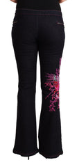 Exte Chic Black Mid Waist Flared Denim Jeans - Retail Flare